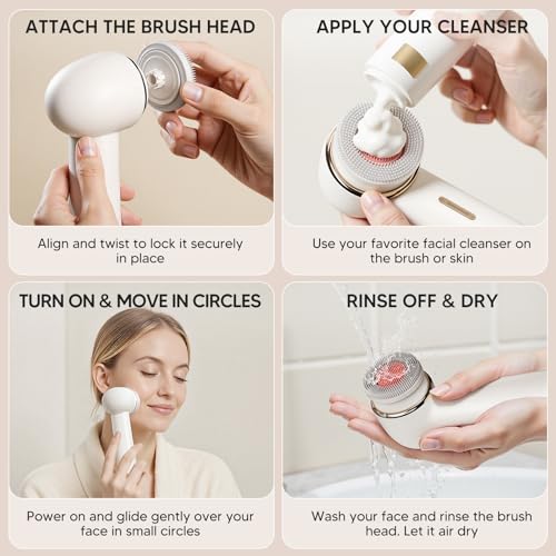 Bidirectional Rotation Facial Cleansing Brush for Women,Rechargeable Waterproof Face Exfoliator Brush for Deep Cleansing,Women Mom Her Easter Gifts