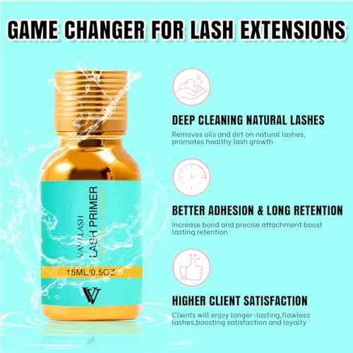VAVALASH Lash Primer for Lash Extensions 15 ML Eyelash Extension Primer Increase Adhesive Bonding Power Easily Removes Proteins and Oils for Longer Lash Lasting Professional Use Only(15ML)