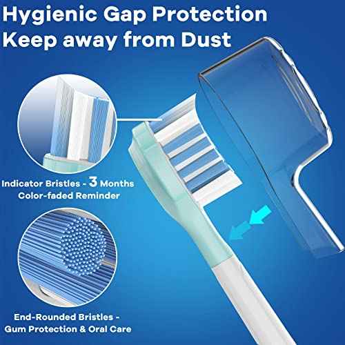 Replacement Heads for Philips Sonicare ProtectiveClean 4100 5100 6100 DiamondClean 9500 ExpertClean 7500 FlexCare HealthyWhite Electric Sonic Toothbrush C3 G3 W3 C2 G2 Brush, White, 6 Pack