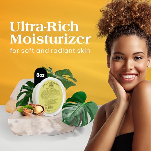 RA COSMETICS 100% Pure Shea Butter, Ivory - 8oz | 100% Pure and Natural Body Butter for Radiant Skin | Ultra-rich Moisturizer for Dry Skin, Stretch Marks, Wrinkles and Blemishes - Sourced from Ghana