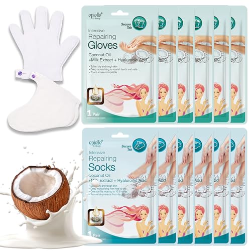 Epielle Hand & Foot Masks Set – Moisturizing Gloves & Socks for Dry, Cracked Skin, Self Care Gifts for Women, Spa Kit