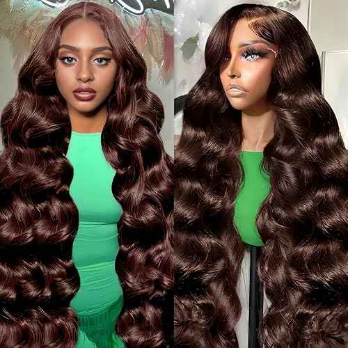 30 Inch Chocolate Brown Lace Front Wig Human Hair 13x6 HD Body Wave Lace Front Wigs Human Hair 180 Density Pre Plucked Colored 4# Frontal Wigs Human Hair Brown Wig Human Hair Wigs for Women