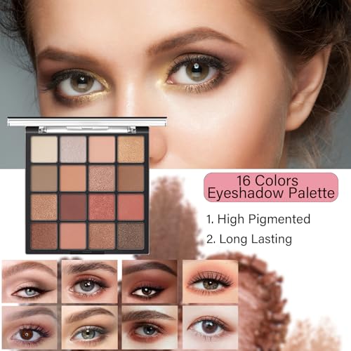 Complete Makeup Set for Beginners & Professionals - 16 Color Palette