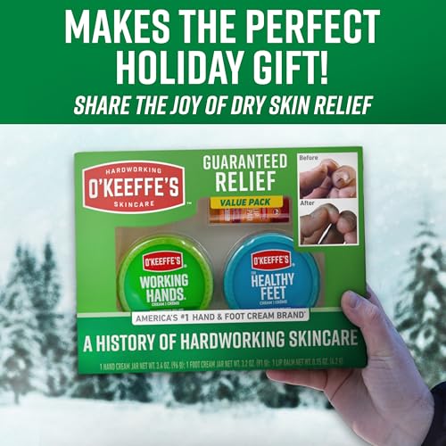 O'Keeffe's Giftbox Including Lip Repair with Cherry and Vitamin E Oil Stick,Working Hands Jar and Healthy Feet Jar,Gift Idea,(Pack of 2)