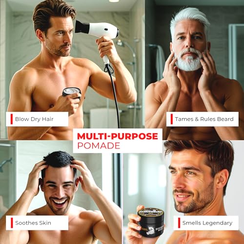 Bossman Hair & Beard Pomade for Men (Magic Scent) ? Medium Hold & Moisturizing for Hair, Beard & Mustache Styling ? Made in USA