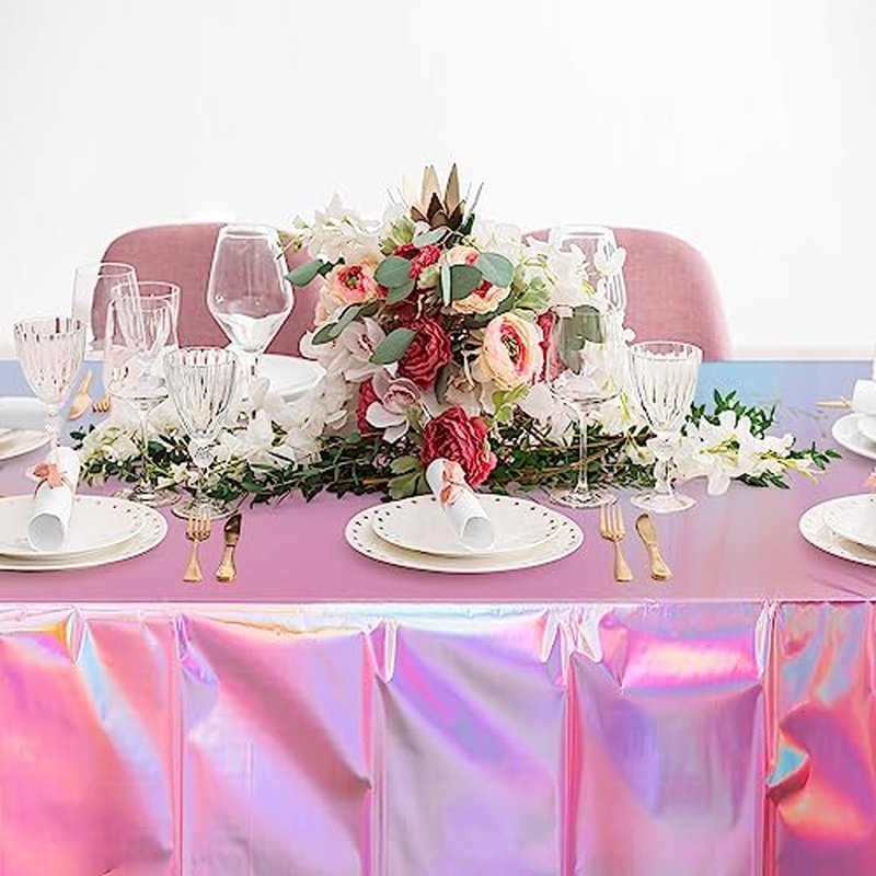 4-Pack Iridescent Pink Plastic Tablecloths 54x108