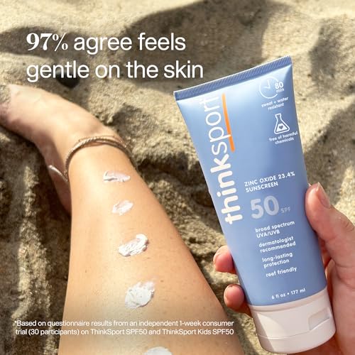 Thinksport SPF 50+ Mineral Sunscreen, 6 Fl Oz – Water Resistant