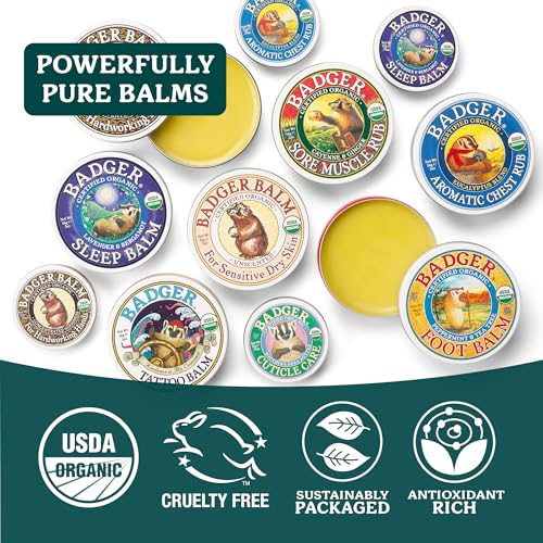 Badger Organic Healing Hand Balm for Hard Working Dry Hands - 2 oz Tin