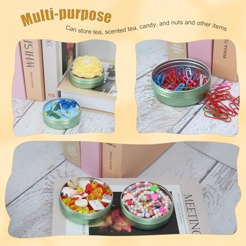 4oz Aluminum Tins with Lids, 24 Pack Round Tins for Salves, Spices, Lotion Bars or Balms (Pale Green)