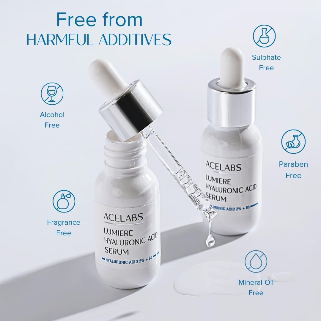 ACELABS Hyaluronic Acid Serum 2% +Vitamin B5 for Face | Hydrates,Visibly Plumps Skin| All Skin Types | With 8 types of Hyaluronic Acid for Skin Moisture and Anti Aging | Hydrating Serum 1.01oz