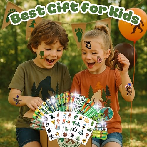 72PCS Bigfoot Party Set | 48PCS Temporary Tattoos & 24PCS Slap Bracelets | Fun Sasquatch-Themed Birthday Supplies, Baby Shower Gifts, Classroom Rewards & Party Decorations for Kids (Boys & Girls)
