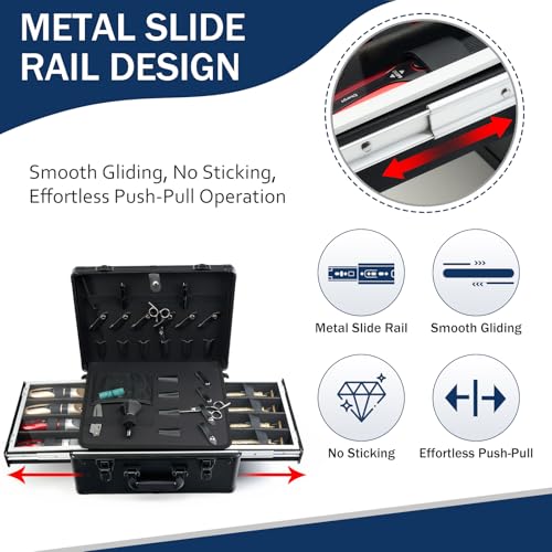 Professional Barber Case with 6 Clipper Slots & 8 Shear Holders