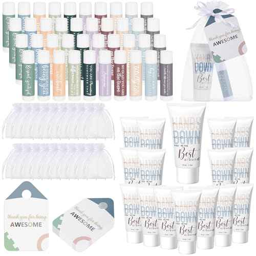 40 Sets Christmas Employee Appreciation Gifts Bulk 2025 Lip Balm and Hand Cream Set Inspirational Hand Lotion Thank You Gift for Coworker Staff Office Teacher Nurse Christmas Stocking Stuffer