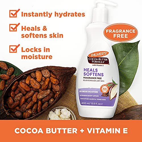 Palmer's Cocoa Butter Formula Fragrance Free Lotion Pump Bottle, 13.5 Fl.oz (Pack of 3)