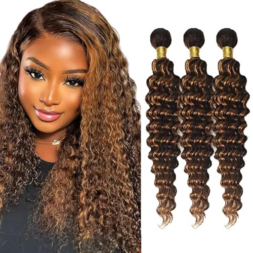 P4/30 Deep Wave Brazilian Hair Bundles - 3 Pack Virgin Human Hair
