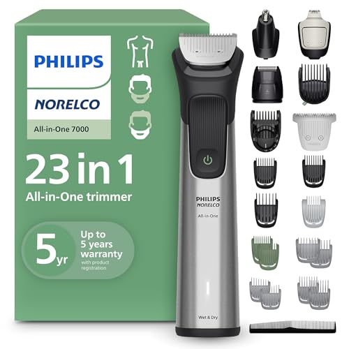 Norelco All-in-One 7000 23-in-1 Grooming Kit for Face Hair Body, Titanium Blades