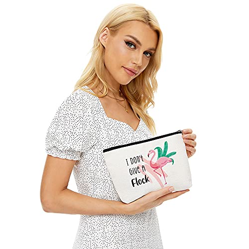 Blue Leaves Flamingo Makeup Bag – Waterproof Cosmetic Pouch