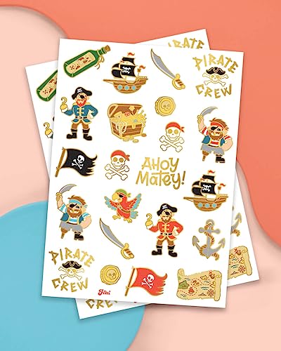 Pirate Party Temporary Tattoos - 44 Gold Foil Designs