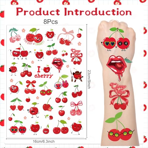 Cherry Temporary Tattoo Stickers - 200+ Piece Set