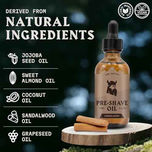 Striking Viking Pre Shave Oil - 3.3 fl oz, Sandalwood - Shaving Oil for Men for Safety Razor Prep & Smooth Protective Formula