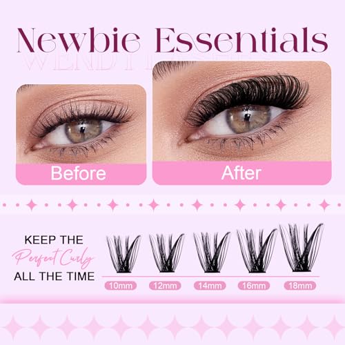 Lash Clusters DIY 10-18mm D Curl Fluffy Eyelashes 80P+100P