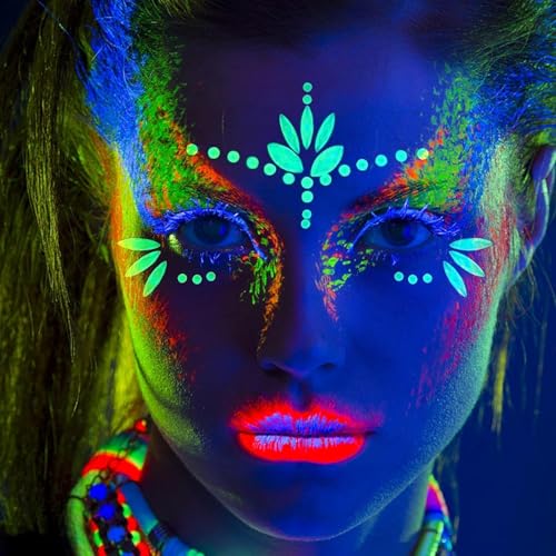 Glow in the Dark Face Gems Stickers - 4 Sets Rhinestone