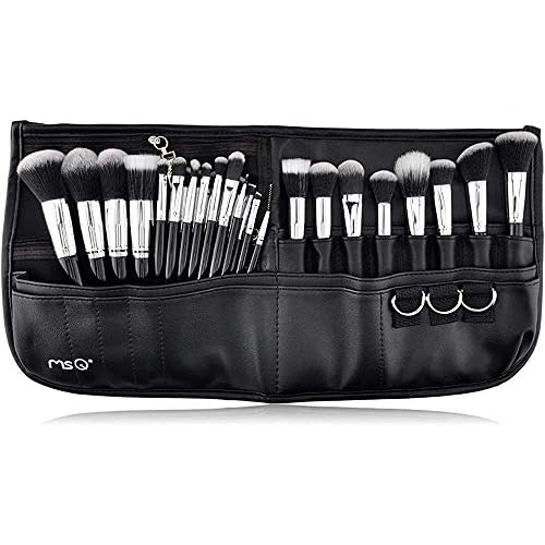 MSQ Makeup Brushes Set 29pcs Professional Cosmetics Brushes with Belt Waist Makeup Bag (Foundation, Powder, Creams, Liquids & Eye Brushes) for Women/Girls/Artists/Holiday gifts/travel