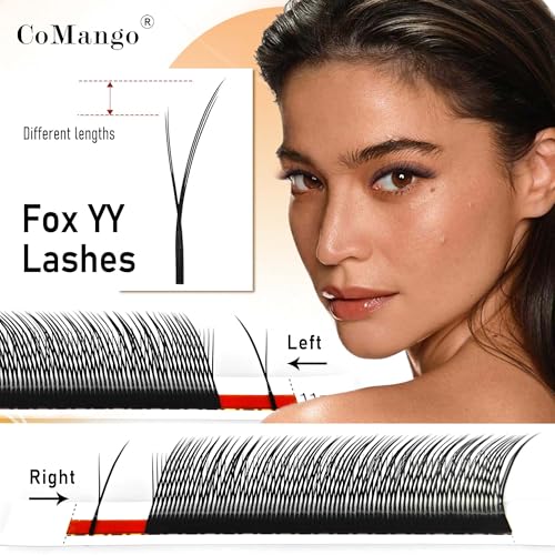 CoMango 5D Fox Eye Lashes - Premade Fans 8-13mm 0.07mm