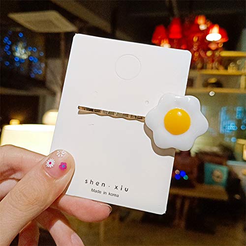 Egg Hair Clips Pin Girls Poached Egg Hairpins Fried Egg Hairclips Hair Tie BBG13 (4 Pcs-D)