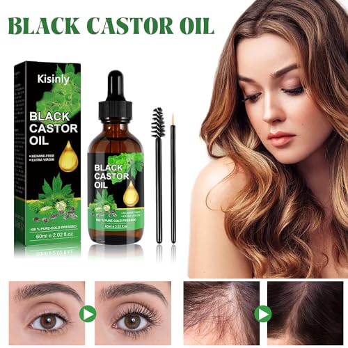 Kisinly Jamaican Black Castor Oil,Natural Organic Castor Oil for Hair Growth