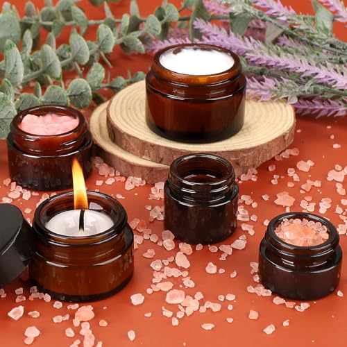 Accmor 1 oz Amber Glass Jars with Lids, 4-Pack