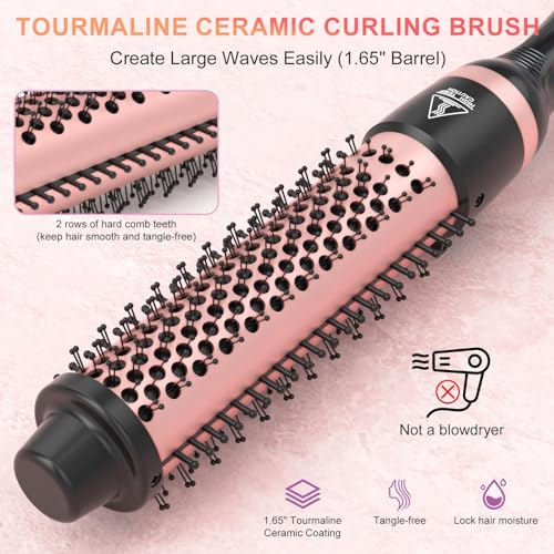 Sixriver 5-in-1 Rose Gold Curling Wand Set with Ceramic & Thermal Brush, 0.4-1.25 inch
