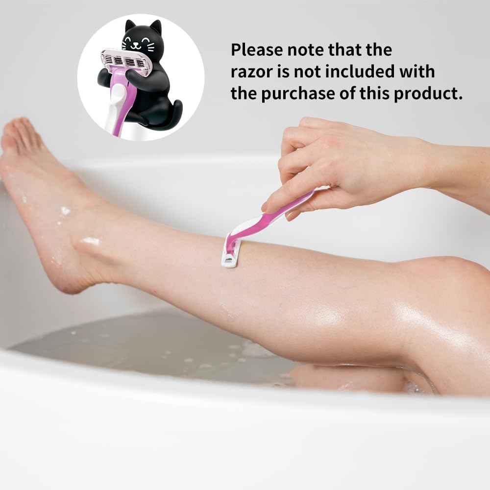 AGMDESIGN Cute Cat Razor Holder, Relaxing Shower Accessories, Women's Razor Hang in Shower, Funny Black Cat Bathroom Decor Gifts for Men Women Wife Husband Boyfriend Girlfriend