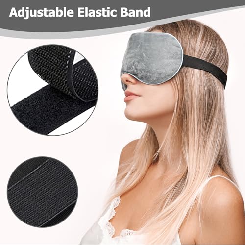 Heated Eye Mask, Reusable and Detachable Microwave Warm Eye Compress Mask for Eye Irritation, Dry Eye, Itchy Eyes etc. (Gray-Flaxseed)