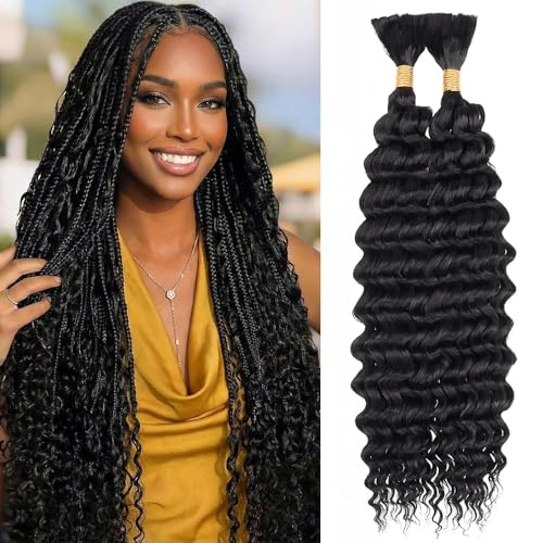 Human Braiding Hair 28 Inch Deep Wave 110g Bundle
