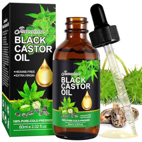 NIFEISHI Castor Oil, Jamaican Black Castor Oil Organic Cold Pressed Unrefined Glass Bottle, 100% Pure and Organic Castor Oil for Hair Growth Eyebrows Eyelashes Skin Use