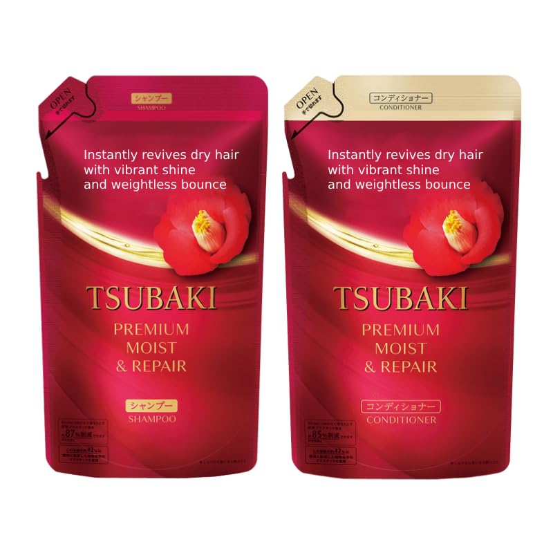 Moist Repair Hair Shampoo & Conditioner Refill Set with Camellia Oil