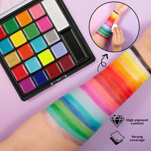22 Color Face Paint Kit with Brushes & Sponges
