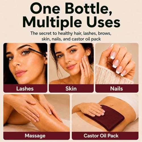 Organic Castor Oil 8 oz Cold Pressed Hexane Free for Hair Skin Lashes AMAAR