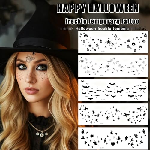 Halloween Face Tattoos 11 Pack Freckles & Bats