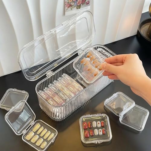 Press On Nail Storage Box Set - 12 Pack with 60 Adhesive Tapes