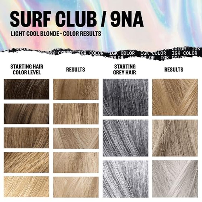IGK Permanent Hair Color Kit - 9NA Surf Club, Light Cool Blonde