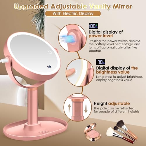 MIYADIVA 30X Magnifying Makeup Mirror with Lights & Digital Display