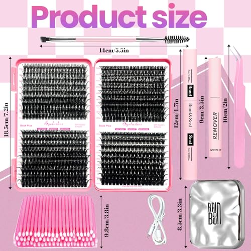 DIY Lash Extension Kit 684pc Clusters with LED Mirror