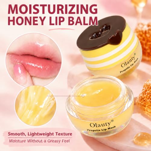 Vienflona 10 Pcs Bee Lip Balm Honey Pot Set – Moisturising Sleep Lip Mask with Sticks