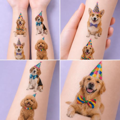 Dog Temporary Tattoos - 96 PCS Pet Stickers for Kids
