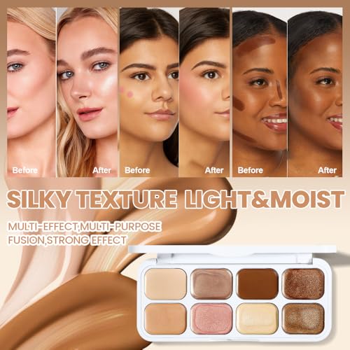 8-Color Eyeshadow Palette - Metallic & Shimmer, Waterproof