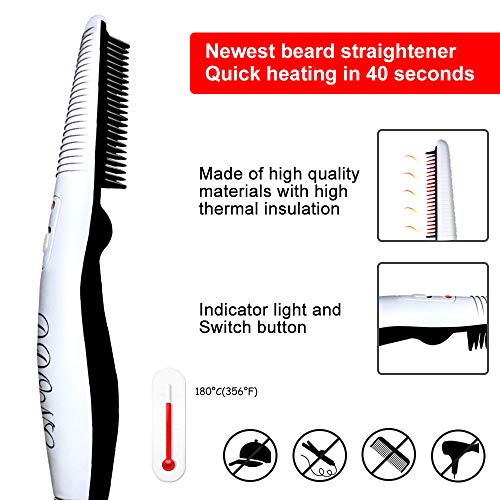 DDONG Quick Electric Heated Beard Straightener, Travel Portable Styling Iron for Men