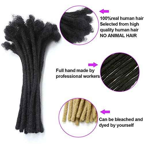 Real Human Hair Loc Extensions for Women/Men/Kids 8inch 0.6cm Thickness 40 Strands 100% Handmade Can Be Dyed,Curled and Bleached Natural Black Permanent Dreadlock Extensions