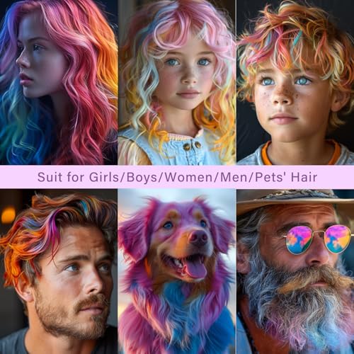 6-Color Hair Chalk Comb Set for Kids - Washable & Temporary